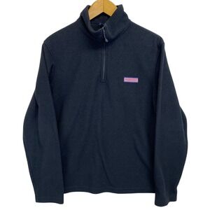 Vineyard Vines Fleece Pullover Women's Small Black Half Zip Long Sleeve Cozy